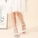 LAURMOSA Girls White Heels Sandals Open Toe Girls Dress Shoes Ankle Strap Kid High Heels Size 4 Church Communion Shoes Easter Flower Girl Wedding Party for Big Kids(L1033PWhite 4)