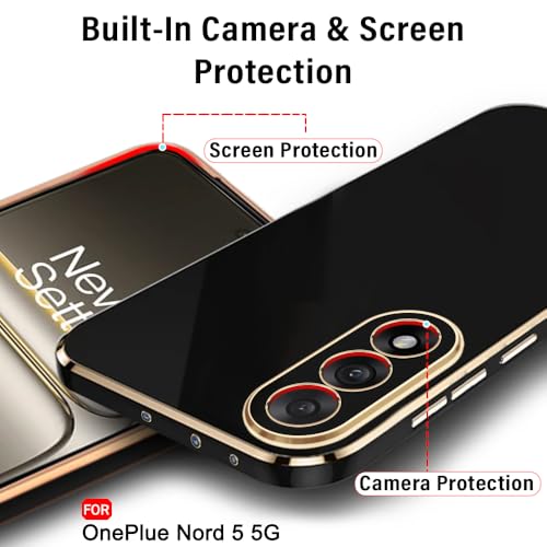 Image of TheGiftKart Luxurious Golden-Plated Back Cover Case for OnePlus Nord 5 5G | Raised Lips for Camera & Screen Protection | Shockproof Design | Stylish Back Case for OnePlus Nord 5 5G