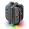 Switch 2 Controller Charger for Joy-pad 2, Joycon 2 Charging Dock for Any Direction Charging, 9 Light Modes Switch 2 Joycon Charger Station with Universal Slots for L & R Joy-con 2 for Gamecube Game