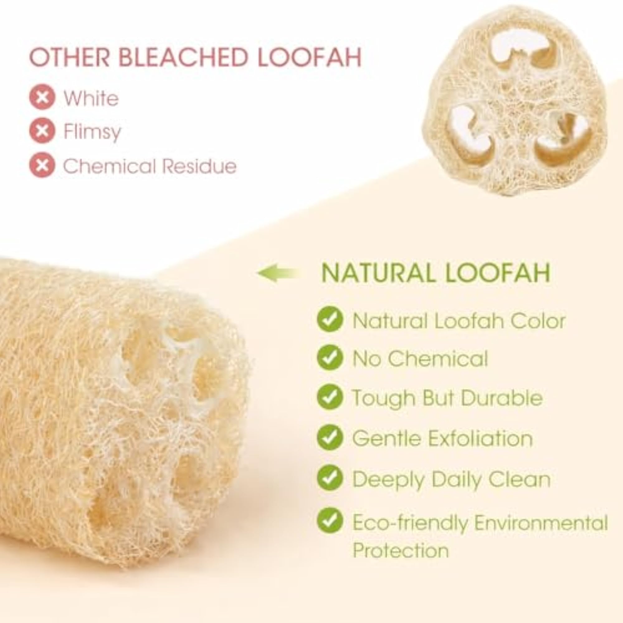 100% Natural Loofah Body Scrubber, Pack of 2
