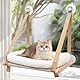 CATISM Faltbare Katzen Fensterliege mit Kissen bis 20 kg, Katzenhängematte Fenstersitz, Katzenfensterhängematten Bett für Indoor Katzen, Große Katzen Sitzstange mit Stabilen Saugnapf (50 x 38 cm)