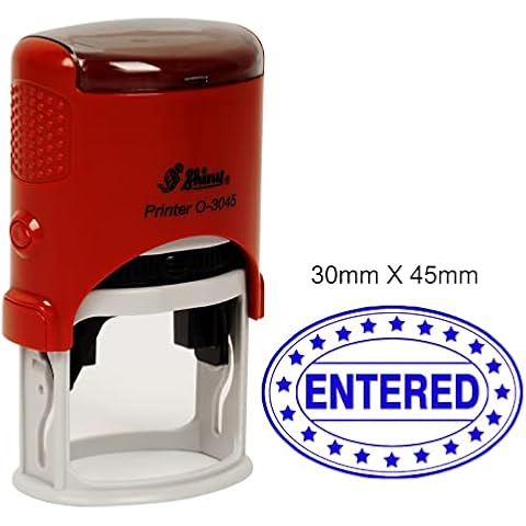 Entered Self Inking Rubber Stamp 30 x 45mm Cover