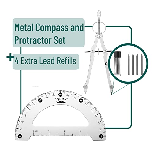 Mr. Pen- Metal Protractor And Metal Compass Set, Compass For Geometry, Geometry Set, Compasses, Protractor And Compass, Protractor For Geometry, Drawing Compass, Math Compass, Math Compass #TOP1