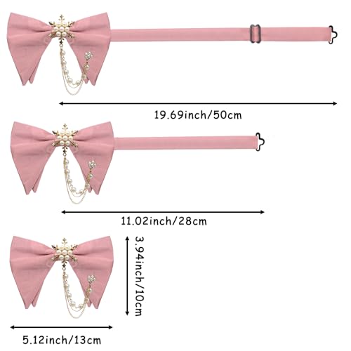 Image of Oversized Bow Ties for Men, Adjustable Bow Tie Pre-tied Bowties Pearl Decoration Bowtie for Tuxedo Wedding Party Prom