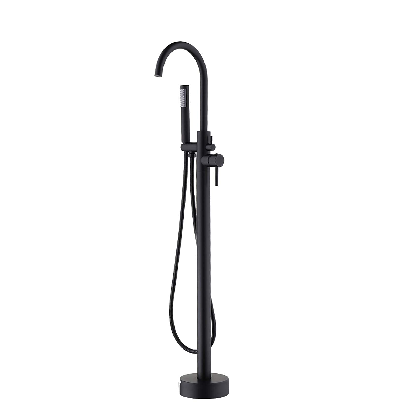 DFGHNBVC Freestanding Bathtub Faucet Gooseneck Floor Mount Tub Filler Brass Freestanding Bath Taps With Handheld Shower And 360° Swivel Spout,Matte Black B,Matte Black A