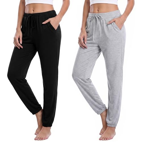 Marvmys Pantalon De Pyjama Femme Coton Bas De Pyjama Long D'intérieur Décontracté Vêtements De Nuit Loungewear Pants 2 Pièces Avec Poche