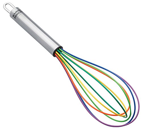 Kuhn Rikon COLORI® Silicone Balloon Whisk – For Mixing, Baking & Cooking – Non-Stick Safe, Stainless Steel Handle, Dishwasher Safe, 10 Inch, Rainbow by Kuhn Rikon - Used condition - US$25.13