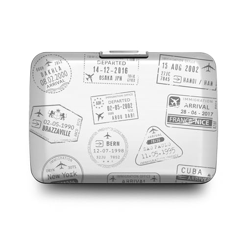 Image of OGON -DESIGNS- Aluminum Card Holder Wallet, RFID Protection. Model : OSLO | Durable & secure metal clasp. One-hand opening with instant card access. Holds up to 10 cards & bills.