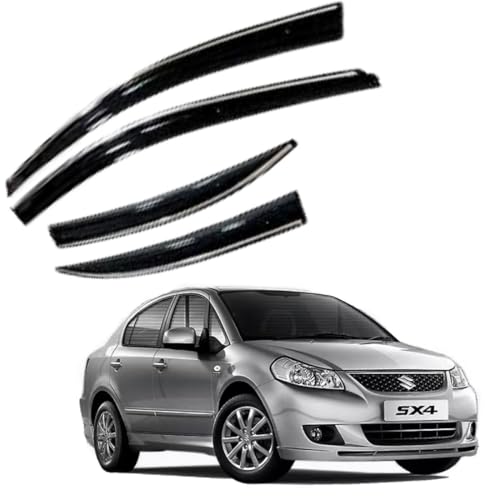 Image of CAR SAAZ Chrome Line Door Visor for SX4 (2007-2013) (Set of 4Pcs) | Rain Guard | Wind Deflector