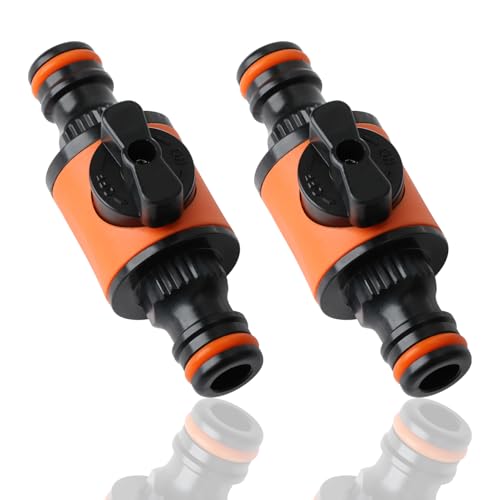 Quick-Release Hose Connectors and Fittings 2 PCS, Garden Hose Valve for Pacifier Valve Garden Pipe,Female to Female Pipe Shut Off Valve, in-line Shut-Off Connector (Orange)