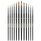 FENORKEY Watercolor Brushes Professional Set，12pcs Artist Watercolor Paint Brushes，Round Painting Brush for Watercolor, Acrylics, Ink, Gouache(Black)
