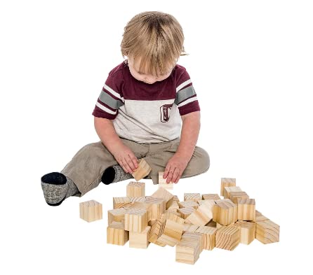 Image of Wooden Square Cubes (1.5 Inch x 1.5 Inch) for Art and Craft - Wood Blocks, Cube Blocks (60 Pieces)