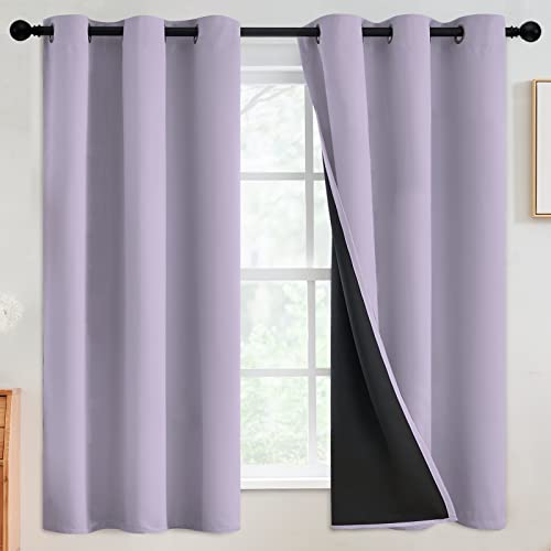 Image of SimpleHome Lilac 100% Blackout Curtains Room Darkening Living Room 63 Inch