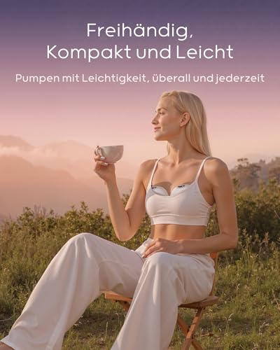 Nuliie Milchpumpe Elektrisch tragbare S32, 4 Modi, 9 Stufen, 24mm Flansch mit LED-Anzeige, Zusätzlich 1 Stück Flansch 18mm&21mm und Austauschbare Entenventile (1 Pack, Rosa)