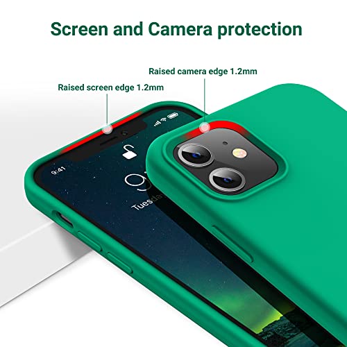 Otofly Compatible With Iphone 12 Case And Iphone 12 Pro Case 6.1 Inch(2020),[Silky And Soft Touch Series] Premium Soft Liquid Silicone Rubber Full-Body Protective Bumper Case Emerald Green #TOP5