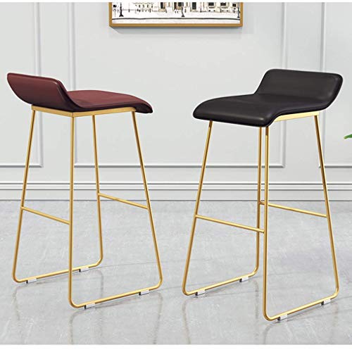 Straw Bar Stool Metal Counter Stool With Seat And Backrest, Set Of Antique Gun Metal (Color : Red) #TOP2