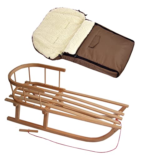 BAMBINIWELT Kombi-Angebot Holz-Schlitten mit Rückenlehne & Zugseil +...