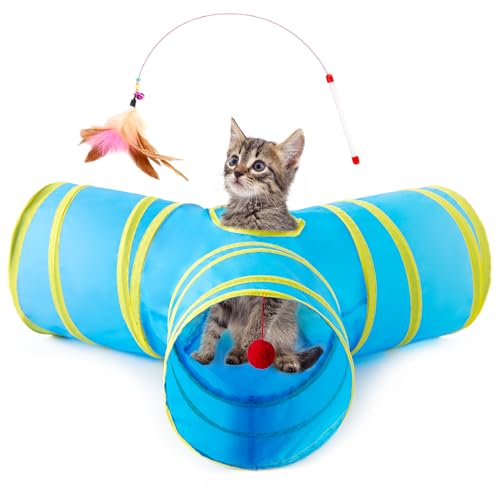 50% Off Love's Cabin 3-Way Cat Play Tunnel with Teaser Wand