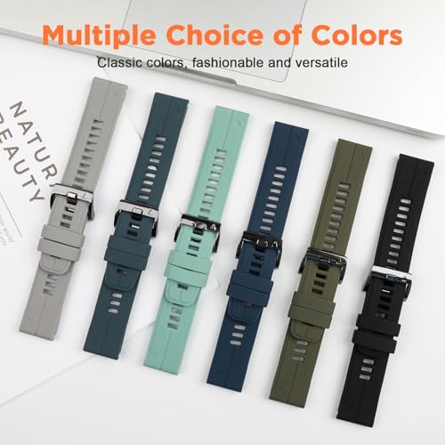 Image of XMUXI Compatible with Garmin Fenix E /Fenix 8 AMOLED 47mm /Fenix 7 /7 Pro /6 /6 Pro /5 /5 Plus Watch Band Quickfit 22mm Silicone Straps for Forerunner 965 955 /Approach S70 47mm /Instinct 2 /quatix 7