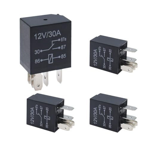 4PCS 5 Pin Relays, 12V 30A Automotive Starter Relay Multi-Purpose Heavy Duty Standard Relay Kit, Universal...