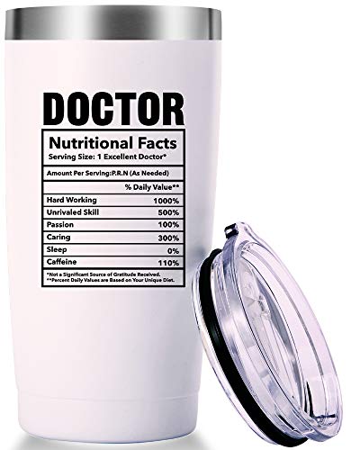 AMZUShome Doctor Nutritional Facts Mug.Doctor,Medical School Graduation Gifts.Appreciation,Birthday,Christmas Gifts for Doctors,MD,Med Tumbler(20oz White)