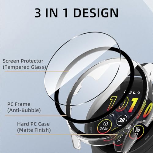 Image of Case Compatible with Garmin Forerunner 265, Hard PC Case with Tempered Glass Screen Protector, All-Round Protection, Scratch-Resistant and Shock-Absorbing Protective Case for Garmin Forerunner