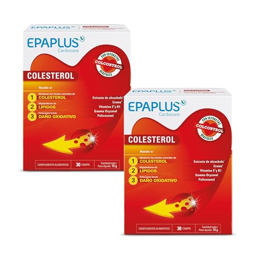 EPAPLUS Cardiocare, Colesterol, Complemento Alimenticio que Ayuda a Controlar Los Niveles Normales de Colesterol por su Contenido en Extracto de Alcachofa -Pack de 2 Unidades - 60 Comprimidos