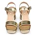 JOY IN LOVE Women's Chunky Platform High Heels Ankle Strap Block Heel Sandals Gold Matte US8