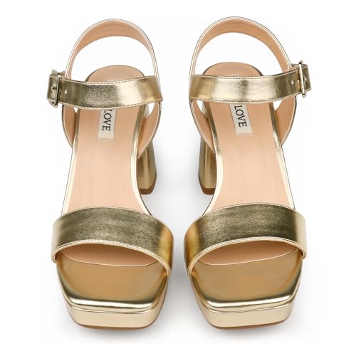 JOY IN LOVE Women's Chunky Platform High Heels Ankle Strap Block Heel Sandals2