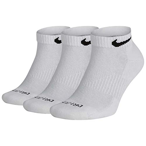 Nike Everyday Plus Cushion Low Socks 3-Pair Pack White/Black MD (US Men's Shoe 6-8, Women's Shoe 6-10)