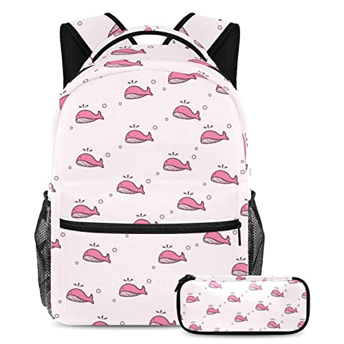 Sac à dos baleine rose pour adolescentes idéal pour les cours et les sorties week-end