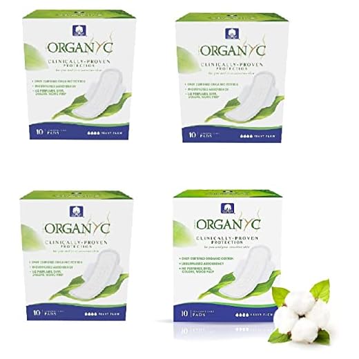 Organ(y)c, Compresas Noche con Alas de Algodón Certificado 100% Bio - 4 paquetes x 10 compresas (Total 40 unidades)