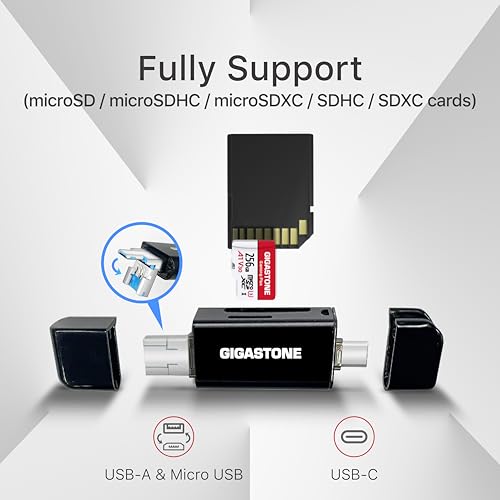 Image of 【5-Years Data Recovery】 GIGASTONE 128GB SD Card with USB Type C Card Reader, 4K Camera Extreme, UHS-I A2 V30 U3 C10 SDXC Memory Card, Speed up to 160MB /s, Compatible with Kodak Olympus Digital Camera