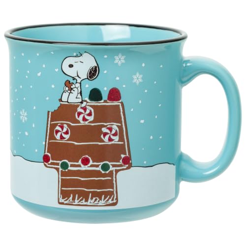 Silver Buffalo Peanuts Snoopy Glitter Ceramic Camper Mug, 20oz