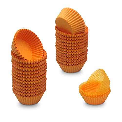 Mombake Orange Mini Cupcake Liners Natural Greaseproof Paper Muffin Baking Cups, 500-Count