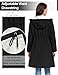 UMIPUBO Women's Softshell Long Rain Jacket Waterproof Fleece Lined Windbreaker Lightweight Insulated Warm up Coat with Hood(Black,L)