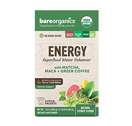 Bareorganics Energy Superfood Drink Mix, Organic, Energy, 5 Sticks (Pack Of 2) #TOP1