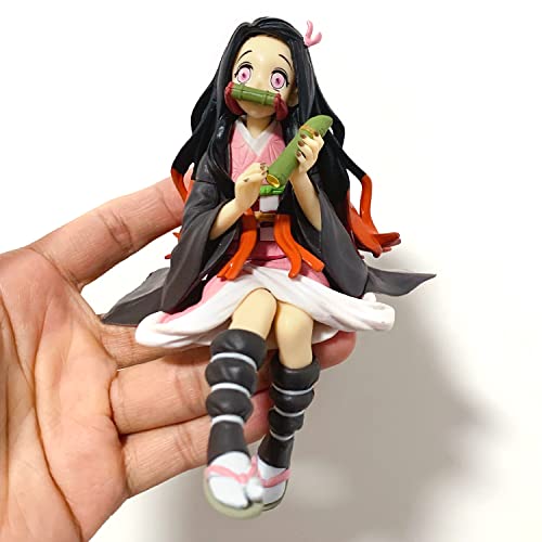 Nezuko Figure Anime Devil Slayer Eating Rice Balls Sitting Pose Character Ghost Slayer Action Figures Toy Desk Decoration Birthday Gift For Kids #TOP1