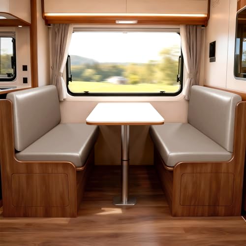 Image of SearchI PU Leather RV Dinette Cushion Covers, Stretch Camper Cushion Slipcovers for Travel Trailer Couch RV Booth Seat, Replacement Camper Sofa Chair Protector(2 Backrest Cover & 2 Bench Cover, Taupe)