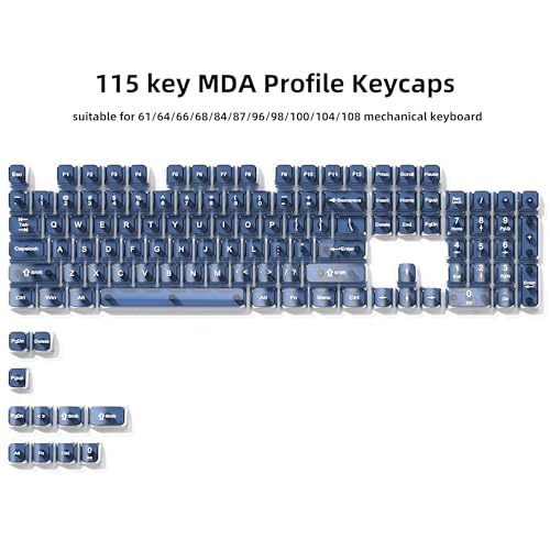 Image of dagaladoo Haze Blue Clear keycaps for Mechanical Keyboard,Transparent MDA keycaps 60 75 100 Percent,Ceramic Jelly Key caps Set,Shine Through Key caps for Mx Switches Mechanical Keyboard(115key)