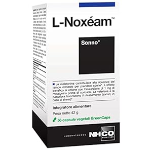 NHCO Nutrition L-Noxeam Sonno, Integratore alimentare costituito da 12 elementi. Confezione da 56 capsule vegetali