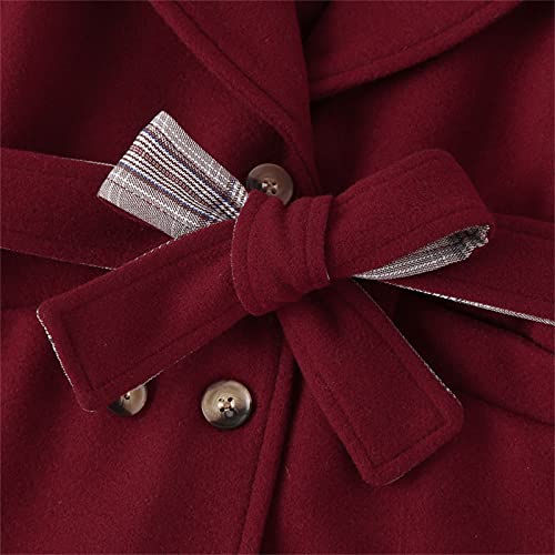 Baby Kids Girls Classic Wool Blend Coat Winter Double Breasted Trench Coat With Hat Set Outwear4
