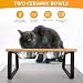 Otauoaea Katzennapf Erhöht - Futternapf Katze Erhöht aus Edelstahl mit Napfunterlage Silikon - 15° Gekippte Ergonomischer Futterstation Katzen Napfset Hundenapf - 350ml Fressnapf und Wassernapf