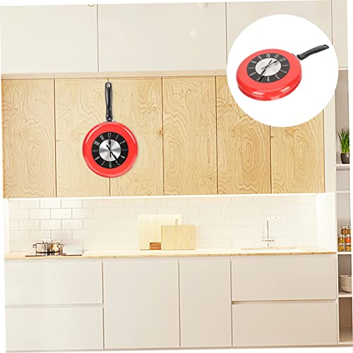 Reloj de pared en forma de sartén roja para decorar la cocina y el salón 5