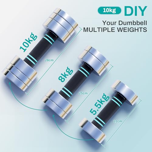 Lot de 2 Haltères en Acier 5kg 10kg - Haltères Réglables Ultra Compacts avec Poignée en Mousse pour la Musculation, l'Haltérophilie, l'Entraînement à Domicile et à Salle de Sport – Image 3
