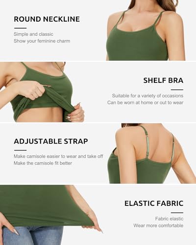 Vislivin Womens Cotton Camisole Adjustable Strap Tank Tops with Shelf Bra Stretch Undershirts2