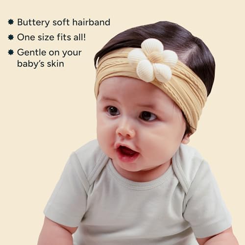 Image of Nintara Baby Hairband - Stretchable, Lightweight Accessory for Newborns | 5.5 inch x 3.1 inch, Buttery-Soft Headband Accessory for Newborns, Infants & Girls, Gentle on Skin, Ideal Gift for Baby Showers