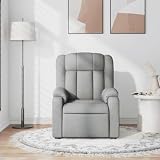 GKHPYURE Manual Recliner Chair with 6 Massage Points, Light Gray Fabric Vibration Massage Recliner, 135-Degree Tilt, Side Pocket, Wood and Metal Frame