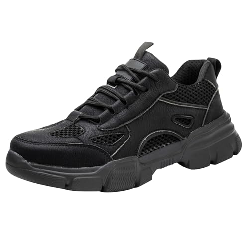 Zapatos de trabajo para hombre de primavera y exterior, antipinchazos, antideslizantes, ligeros, transpirables, zapatos de trabajo de invierno para hombre, Negro , 43 EU