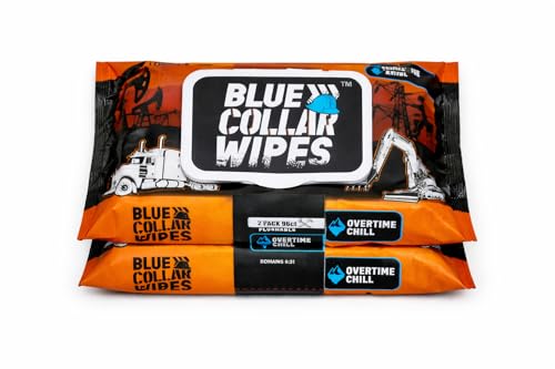 BLUE COLLAR WIPES - XL Flushable Adult Wet Wipes - Biodegradable Sewer & Septic Safe - Overtime Chill Scent - 96 Total Wipes (2 Resealable Packs of 48)